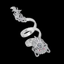 2.17 Ctw VS/SI1 Ruby and Diamond14K White Gold Creature Dragon Ring