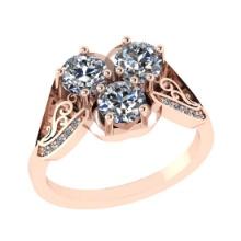 1.56 Ctw SI2/I1 Diamond 14K Rose Gold Vintage style Wedding Ring