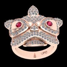 1.70 Ctw VS/SI1 Ruby and Diamond 14K Rose Gold Vintage style wild face Ring