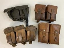 VINTAGE RUSSIAN / FINISH / YUGOSLAVIAN LOT OF 4 AMMUNITION LEATHER POUCHES