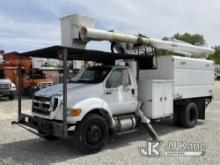(Hawk Point, MO) Altec LR756, Over-Center Bucket Truck mounted behind cab on 2013 Ford F750 Chipper