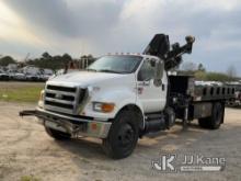 HIAB 111-B-3CLX, Knuckleboom Crane mounted behind cab on 2011 Ford F750 Flatbed Truck Seller States: