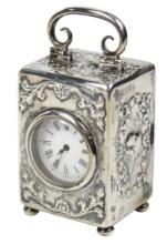 Victorian English Silver Cased Carriage Clock, William Comyns-London, 1902