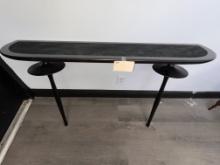 Modern Black Two Legged Wall Table with Velvet Inset  - 49.5 x 31 In H x 12 inches
