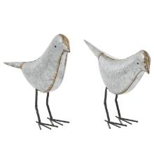 Zimlay Set of 2 Grey Farmhouse Metal Bird Sculpture 12 44526