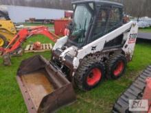 Bobcat S130 skid steer loader, power wedges, cab, heat, hand and foot controls, single speed, GP