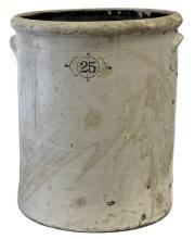Antique 25-Gallon Molded Handle Stoneware Crock