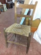 Vintage Rush Bottom Ladder Back Side Chair