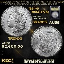 ***Auction Highlight*** 1884-s Morgan Dollar $1 Graded Choice AU/BU Slider By USCG (fc)
