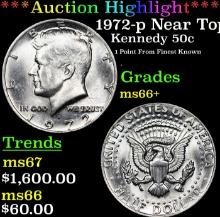 1972-p Kennedy Half Dollar Near Top Pop! 50c Graded ms66+ BY SEGS