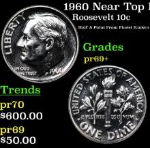 Proof 1960 Roosevelt Dime Near Top Pop! 10c Graded pr69+ BY SEGS