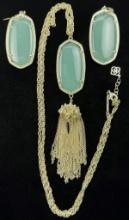 Estate Kendra Scott gold-tone aventurine necklace & earring set