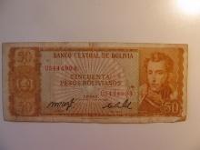 Foreign Currency: 1962 Bolivia 50 Bolivanos