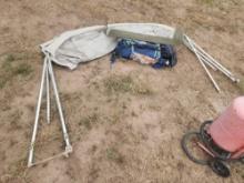 Boat Canopy, Backpack w/Metal Rods & Plastic Wind Deflector
