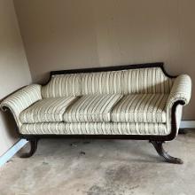 Beautiful Antique Duncan Phyfe Style Sofa with Floral Upholstery