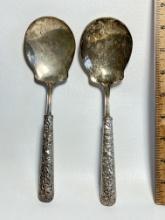 Pair of Vintage Serving Spoons with Sterling Silver Handle
