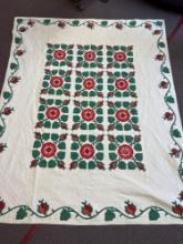 handmaid antique applique quilt about a queen SZ
