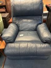 oversize blue leather chair