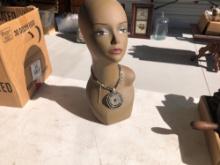 Mannequin bust with jewelry