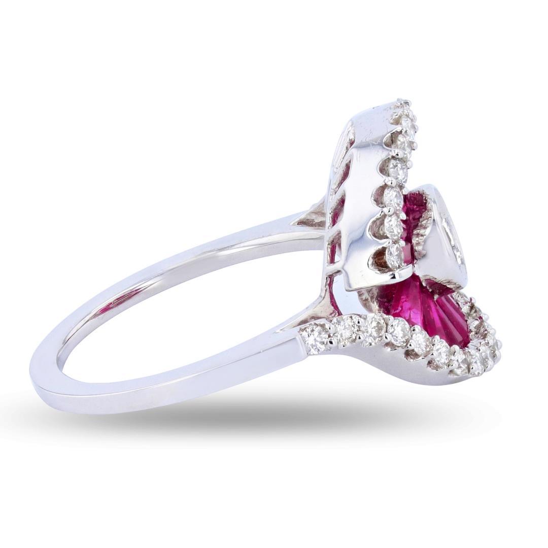 0.66 ctw Diamond and 2.55 ctw Ruby 14K White Gold Ring