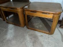2 solid wood nightstands with inlay
